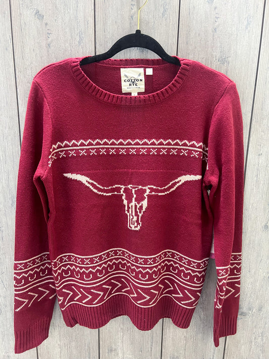 Wine Longhorn Sweater