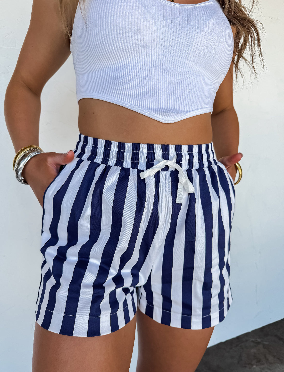 3XL Navy All American Babe Striped Shorts