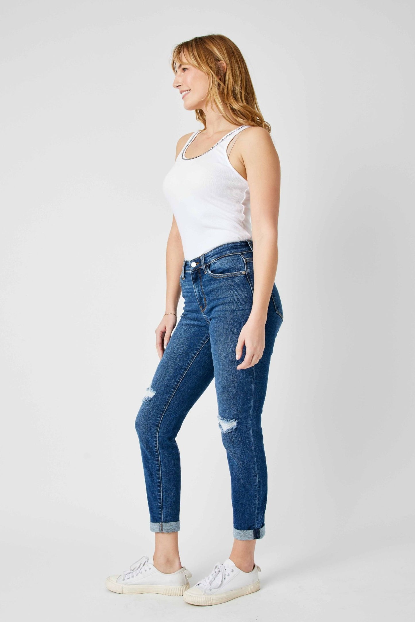 Judy Blue Caroline Mid-Rise Distressed Jeans (JB 82607)