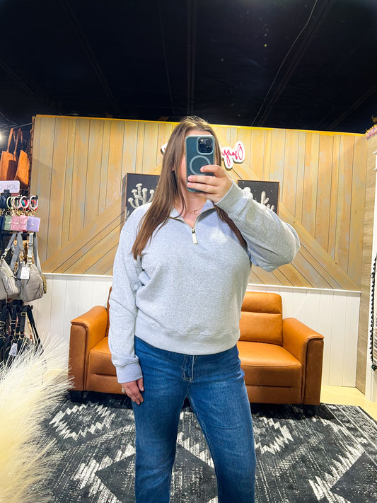 Heather Grey Fleece 1/4 Zip Pullover
