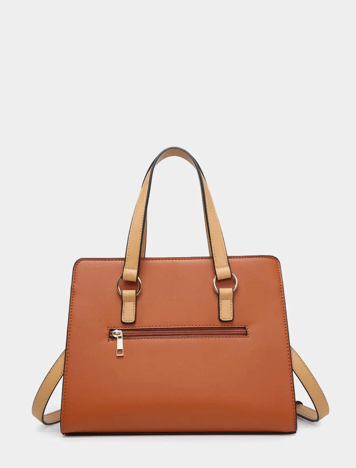 Lexie Two-Tone Satchel Vegan Leather Bag & Wallet Set