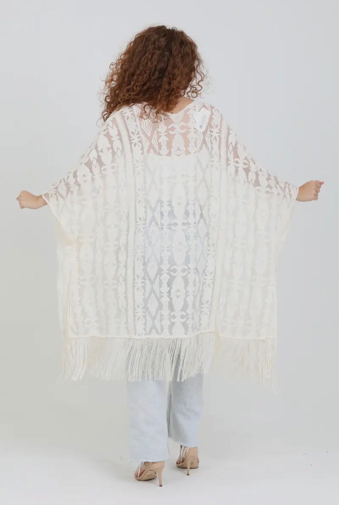 Ivory Boho Lace Fringe Kimono