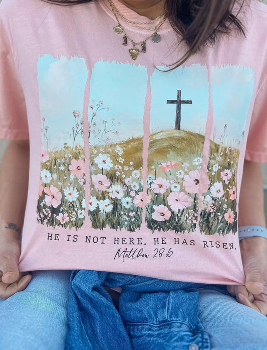 He Has Risen Comfort Colors Tee