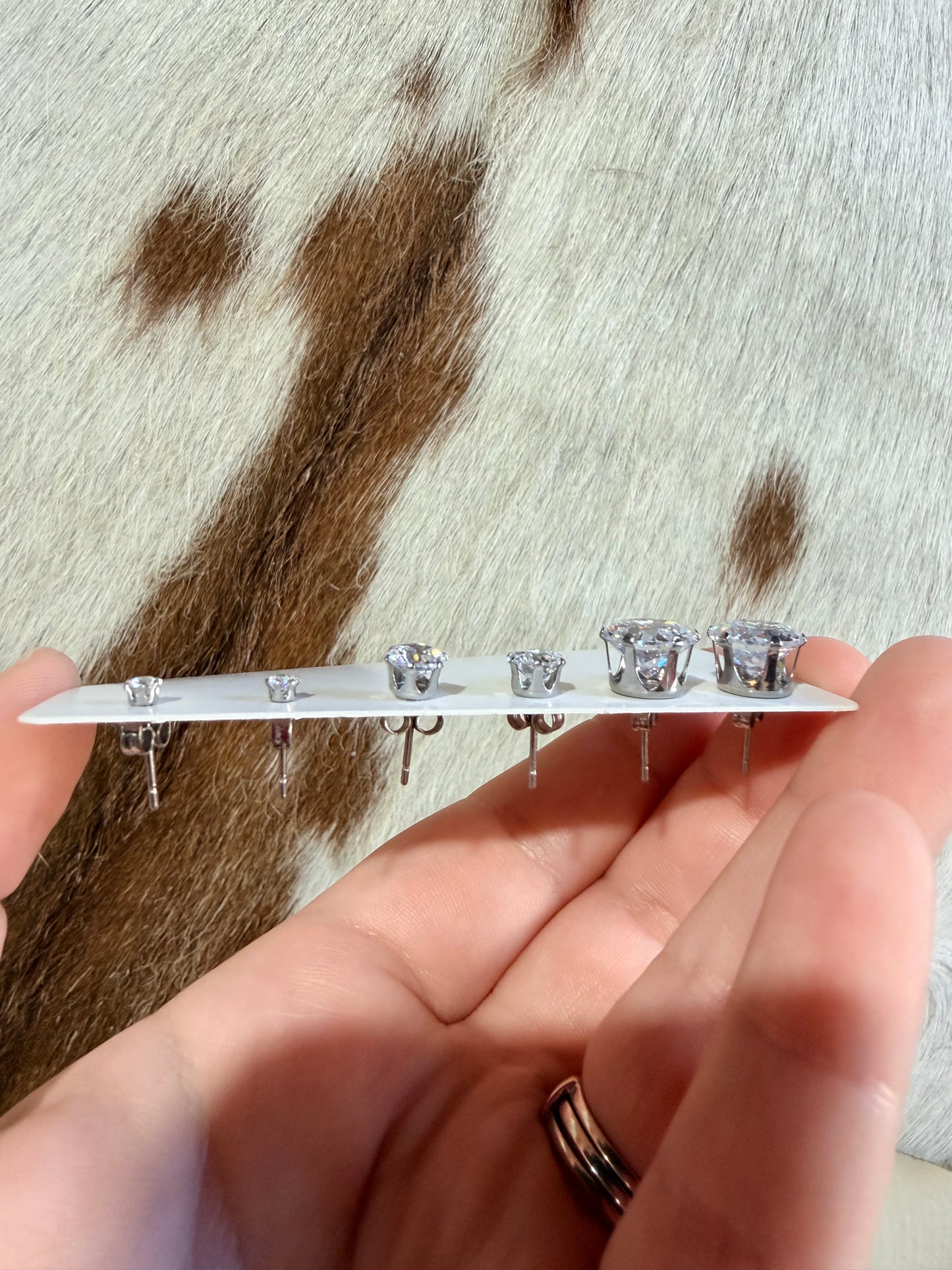 Stainless Steel Round CZ Stud Earrings Set