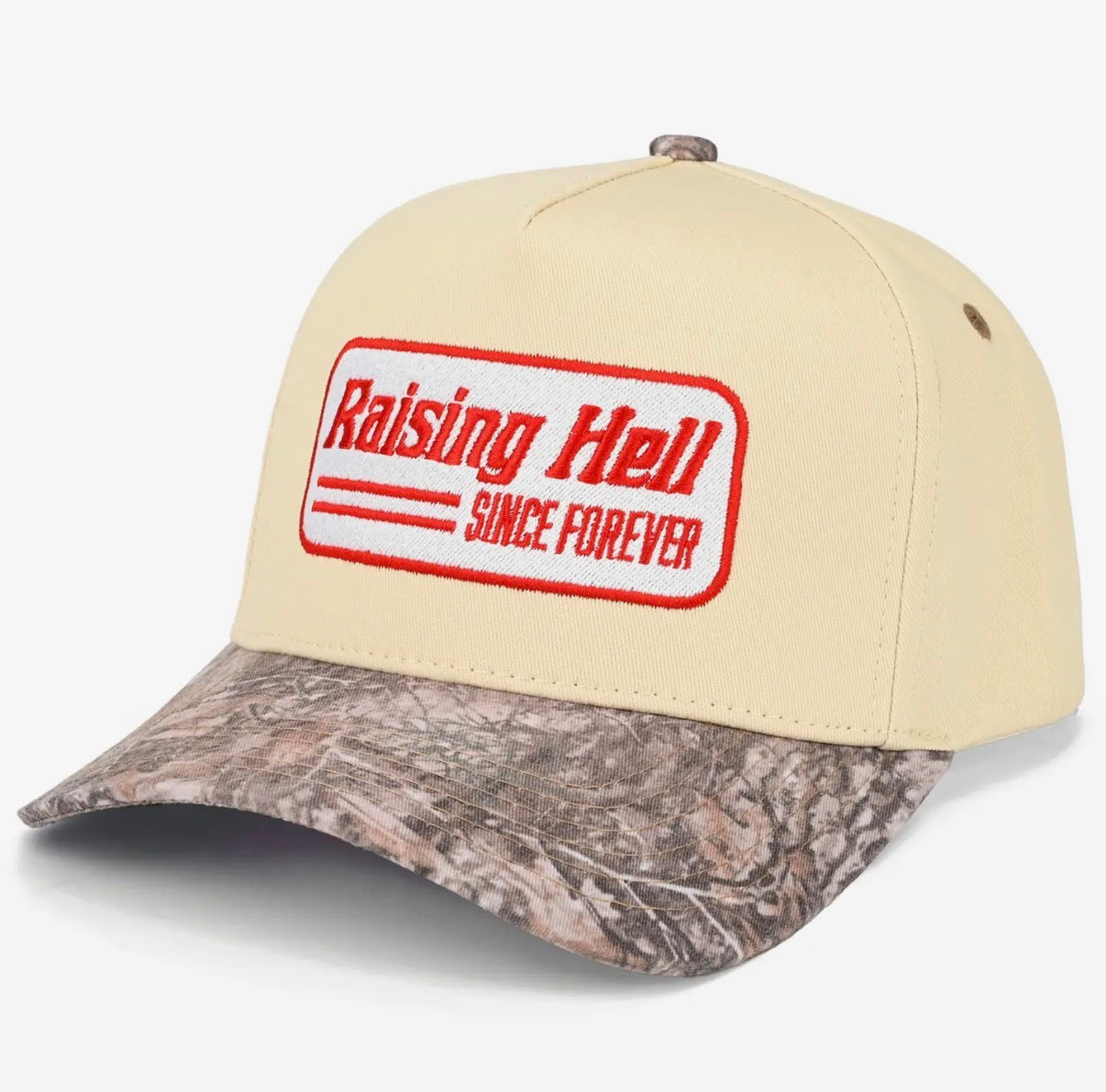 Camo Raising Hell Embroidered Trucker Hat
