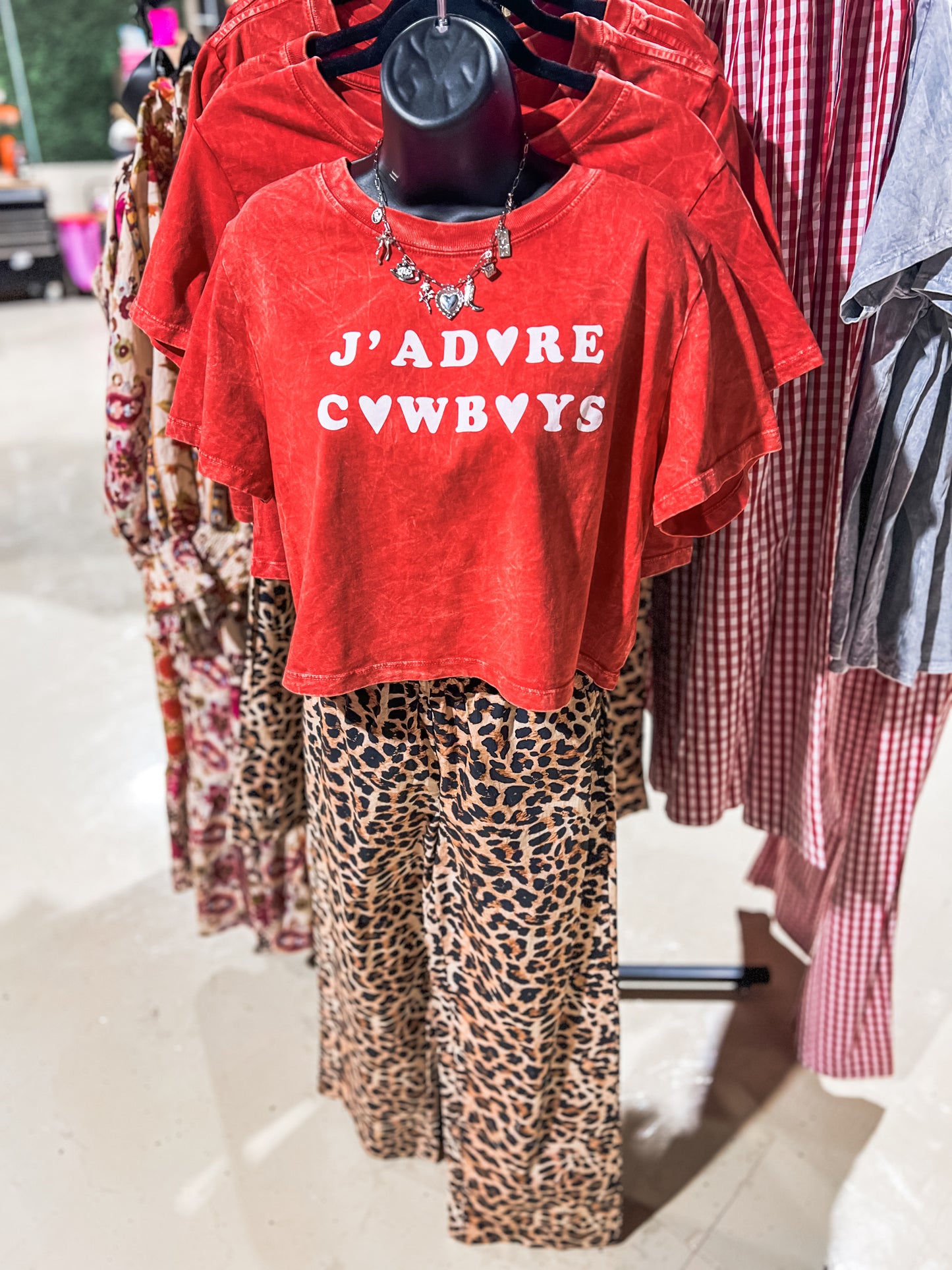 J’adore Cowboys Premium Mineral Wash Cropped Tee