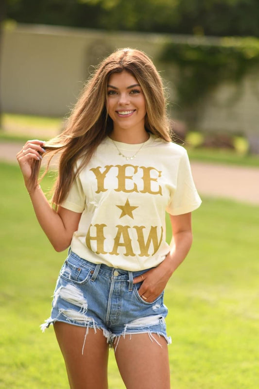 Yee Haw Gold Shimmer Tee