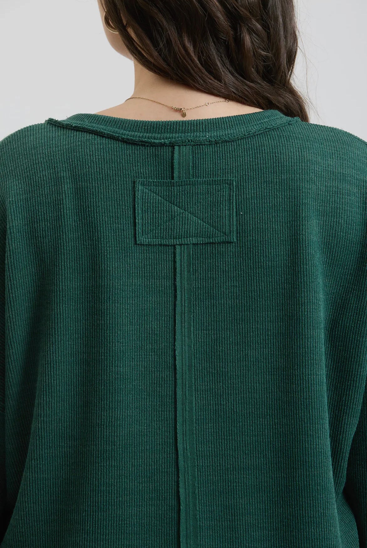 Forest Green Solid Notch Neck Knit Top