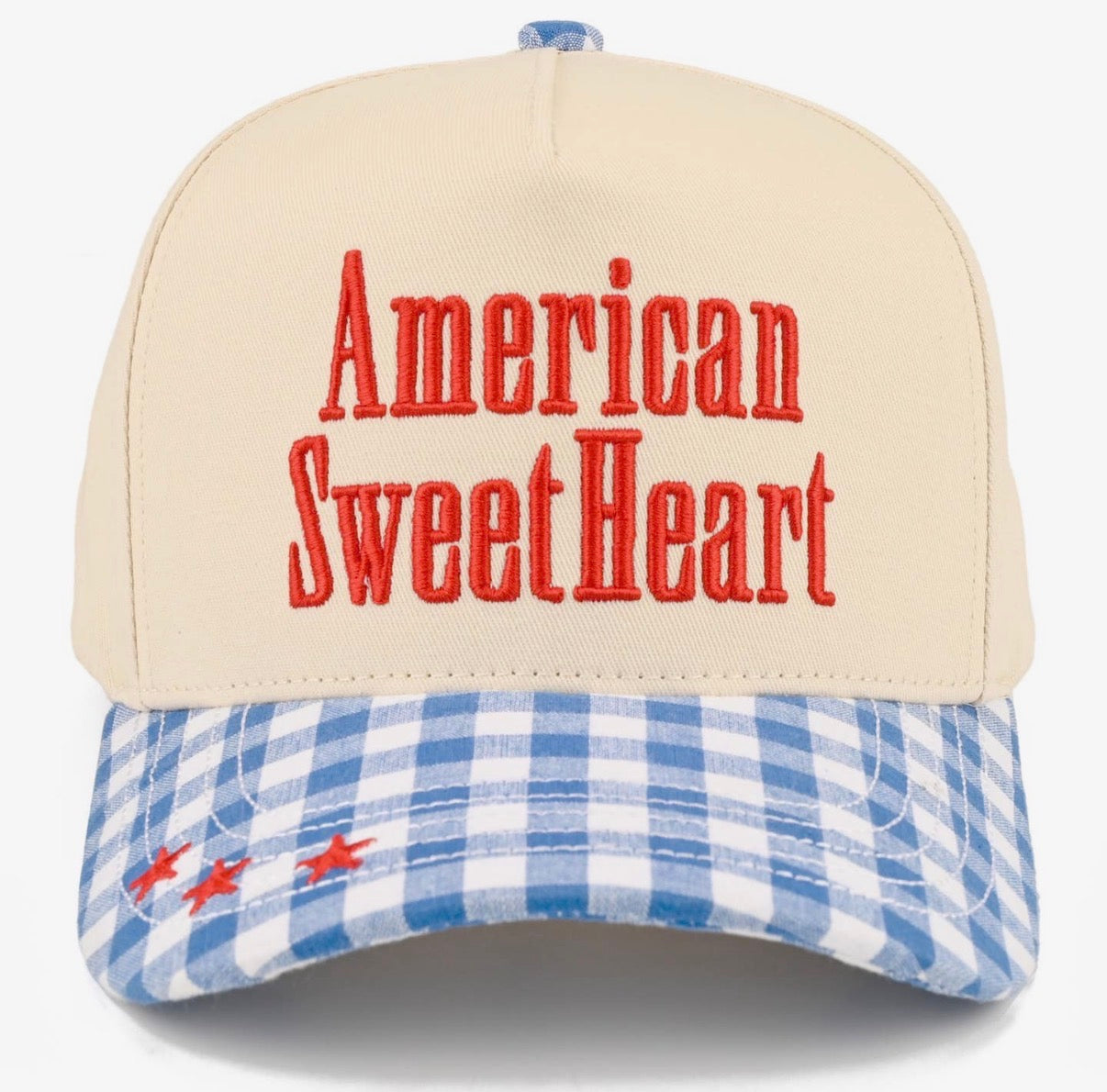 American Sweetheart Gingham Embroidered Trucker Hat