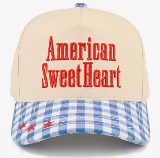 American Sweetheart Gingham Embroidered Trucker Hat