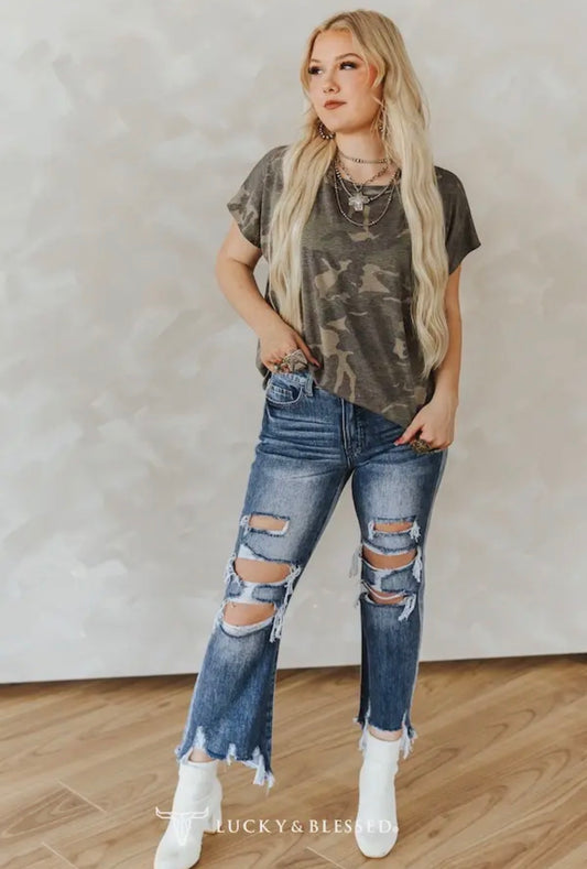 The Outlaw High Rise Cropped Flare Jeans