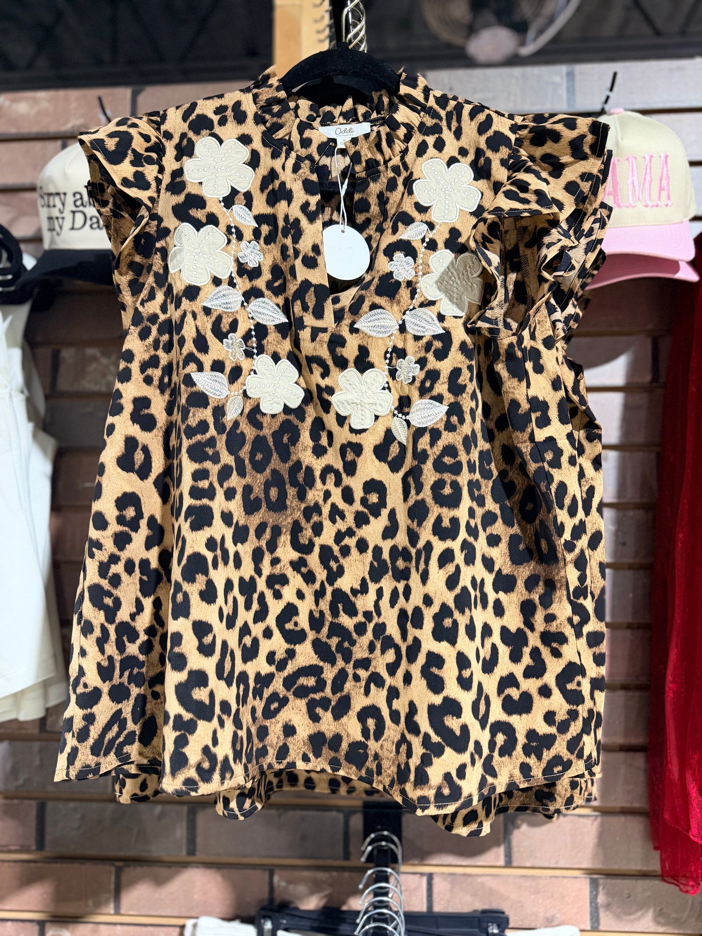 Leopard + Floral Appliqué Top