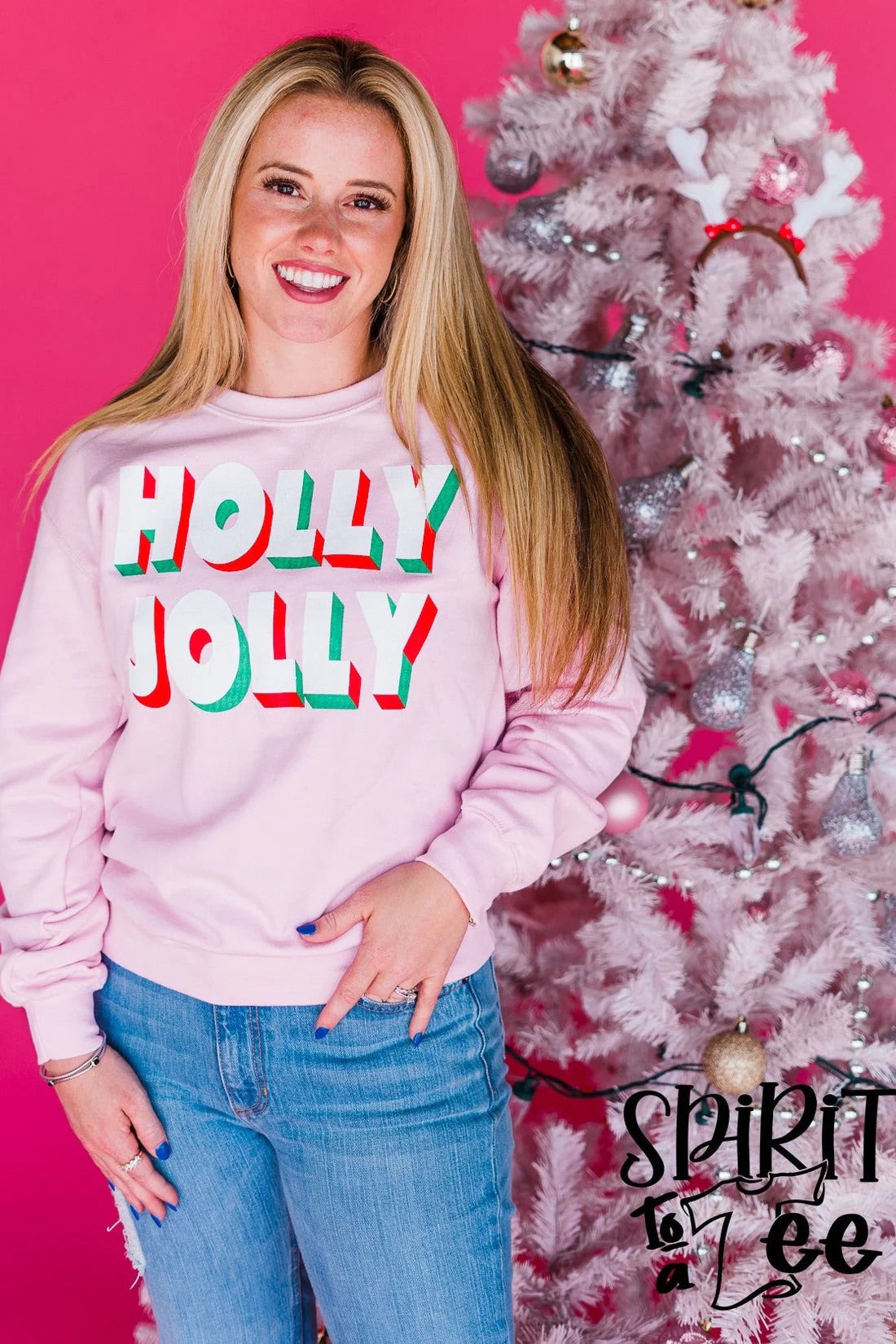 Pink Holly Jolly Sweatshirt