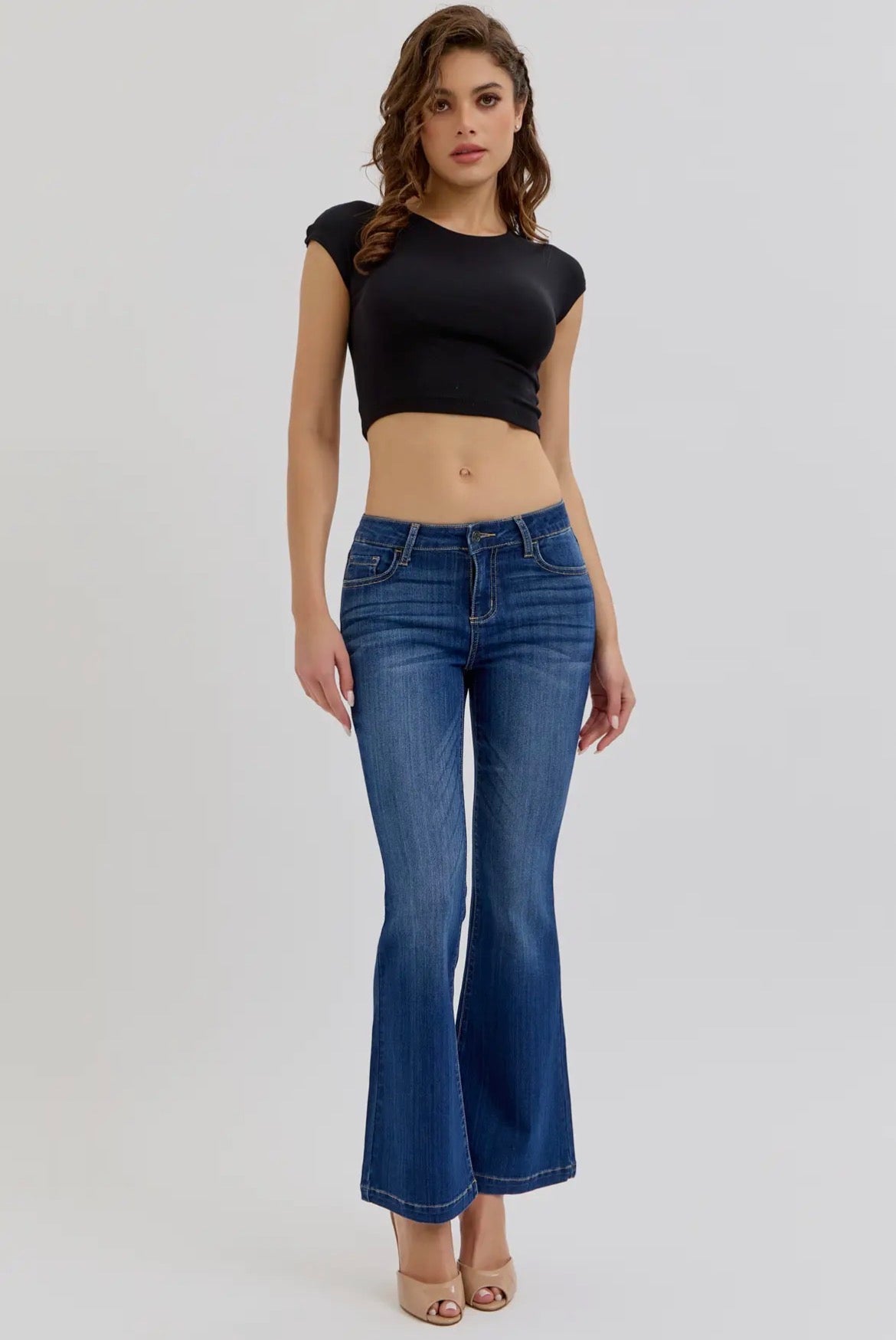 Braelynn Petite Mid Rise Flare Jeans