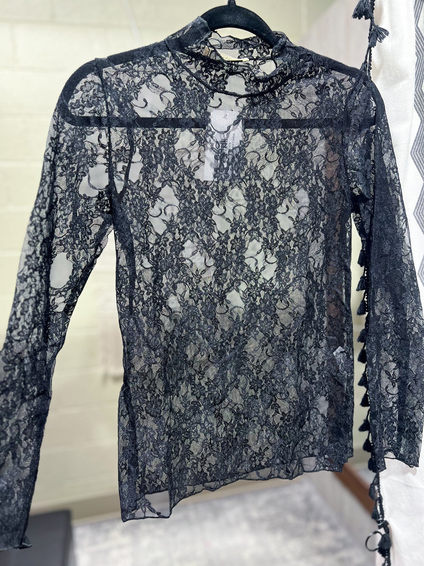 Black Lace Long Sleeve Top