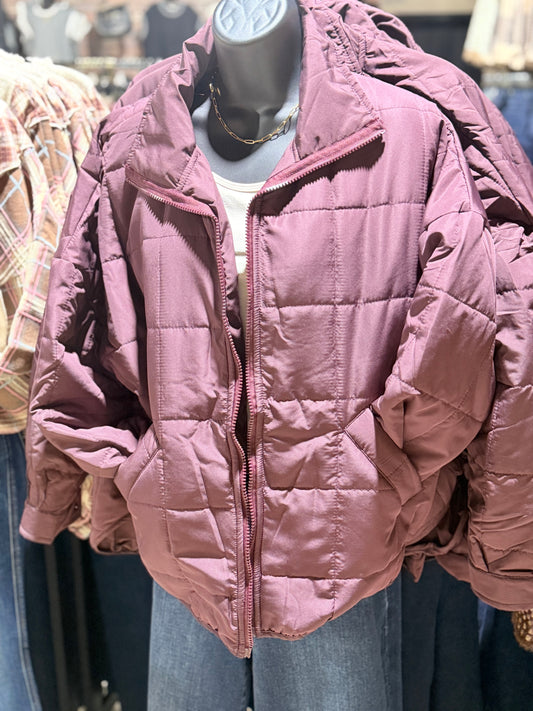 Plum Chic Quilted Puffer Jacket