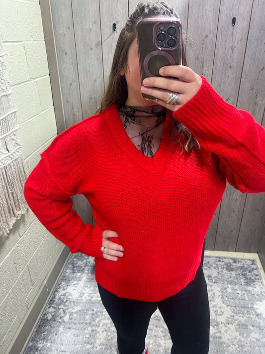 Red Chunky Knit Sweater