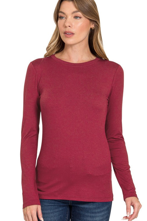 Burgundy Microfiber Long Sleeve