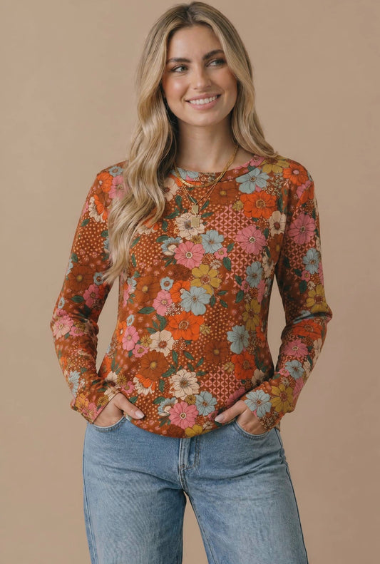 Spice Vintage Floral Long Sleeve Top