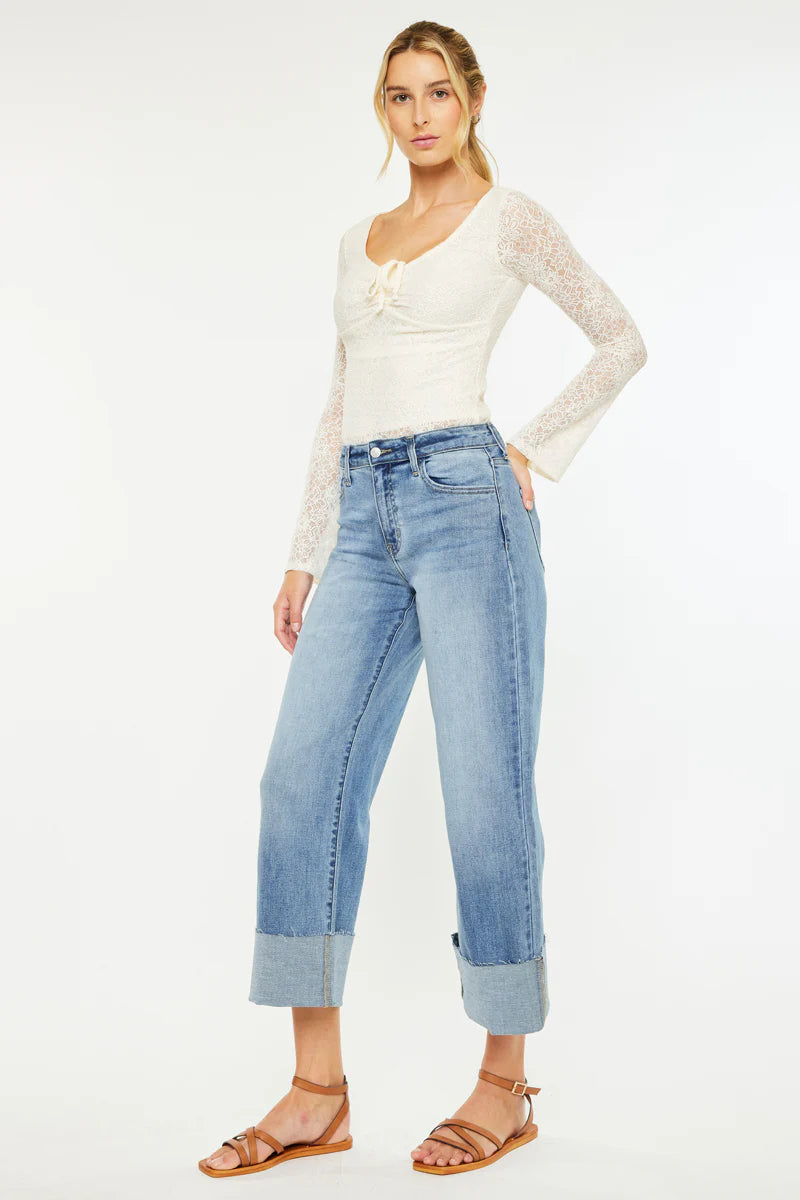 KanCan Leslie High Rise Crop Wide Leg Jeans (KC 20082)