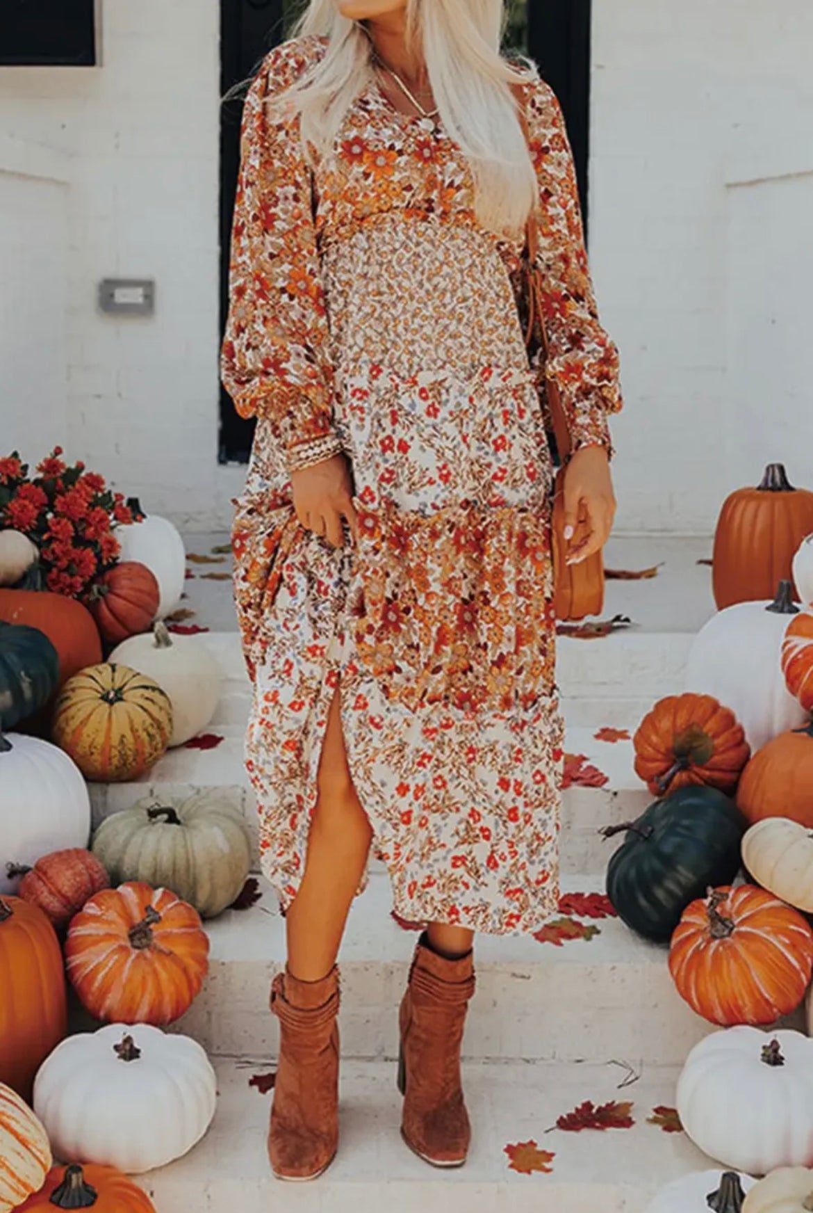 Bohemian Floral Long Sleeve Dress