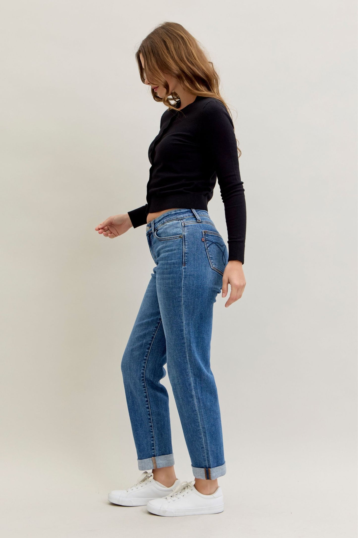 Judy Blue Heather Mid-Rise Boyfriend Fit Jeans (JB 82685)