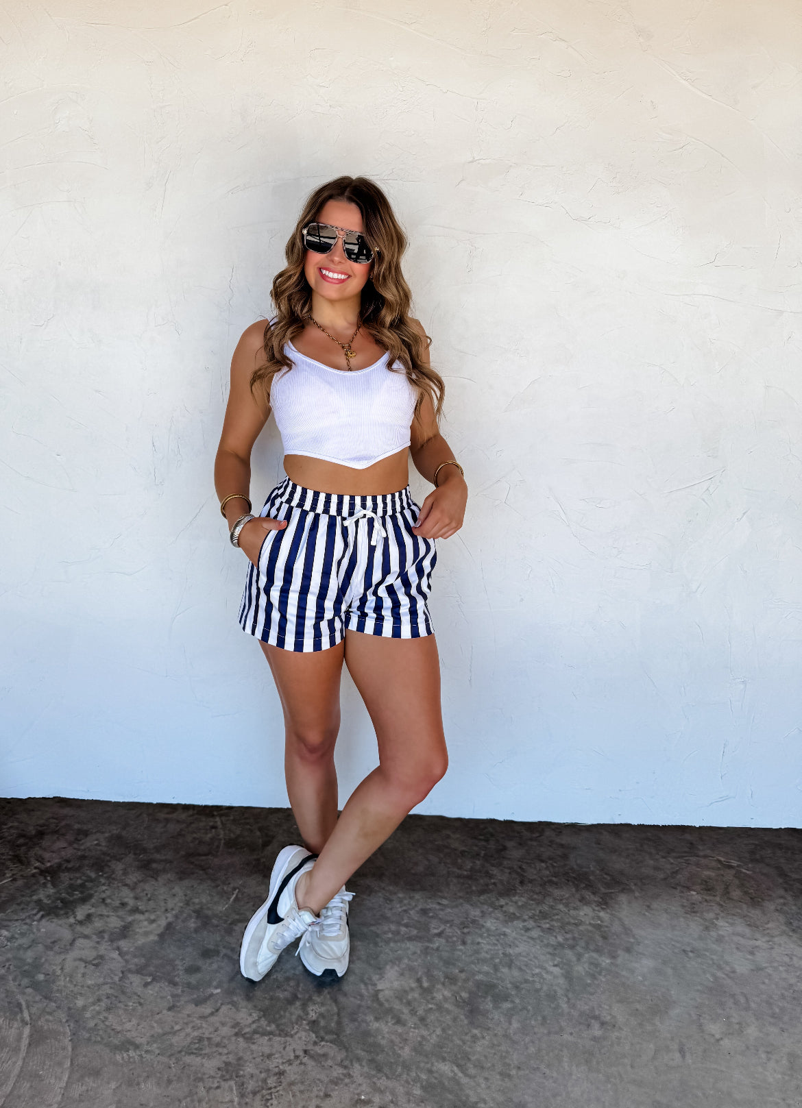 3XL Navy All American Babe Striped Shorts