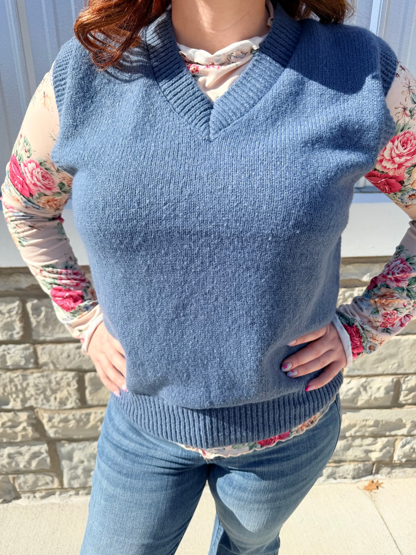 Dusty Blue Classic Sweater Vest