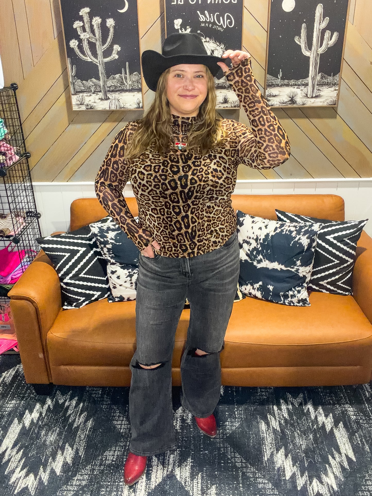 Hear Me Roar Mesh Long Sleeve Top