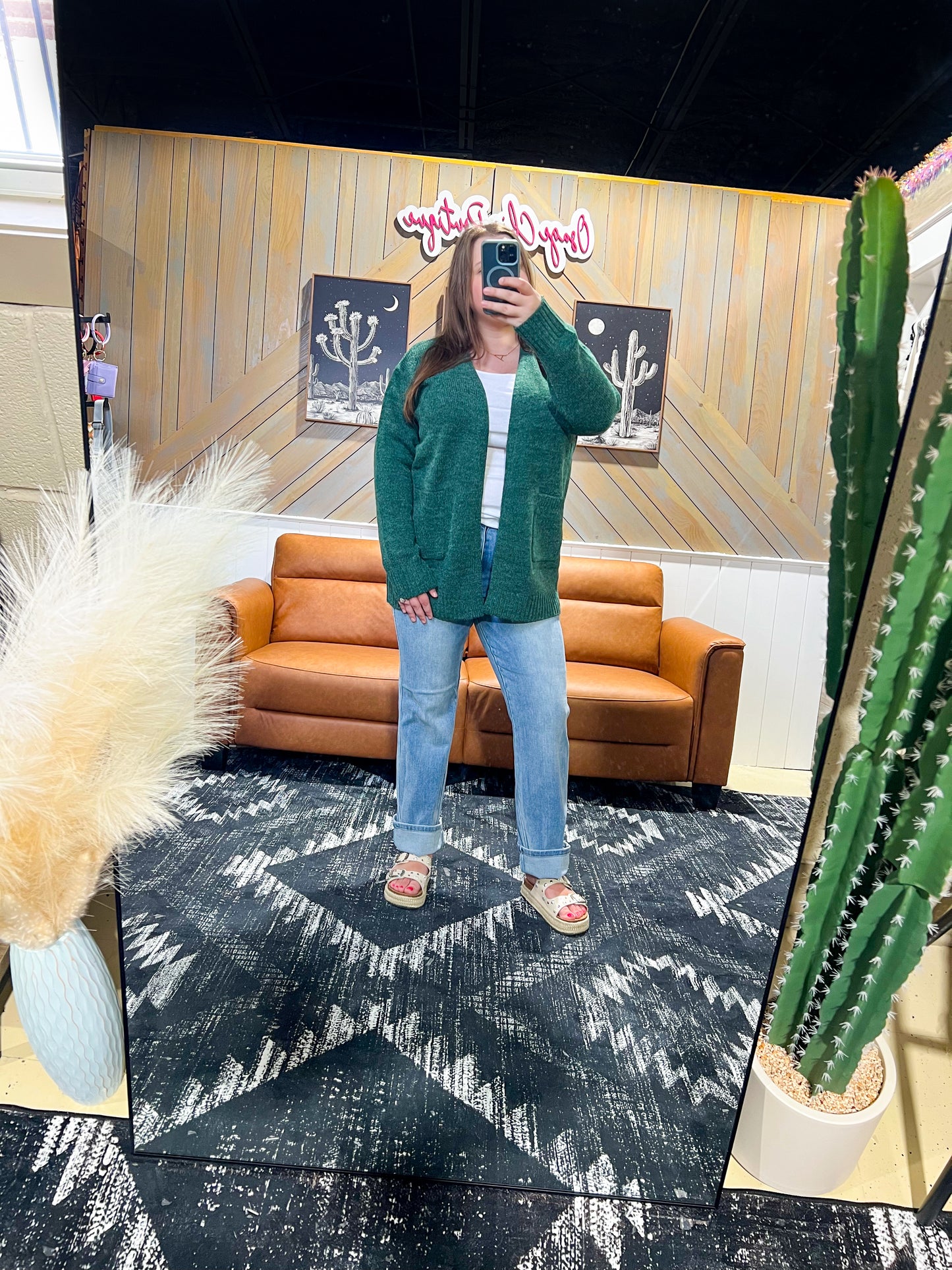 Dark Green Sweater Cardigan