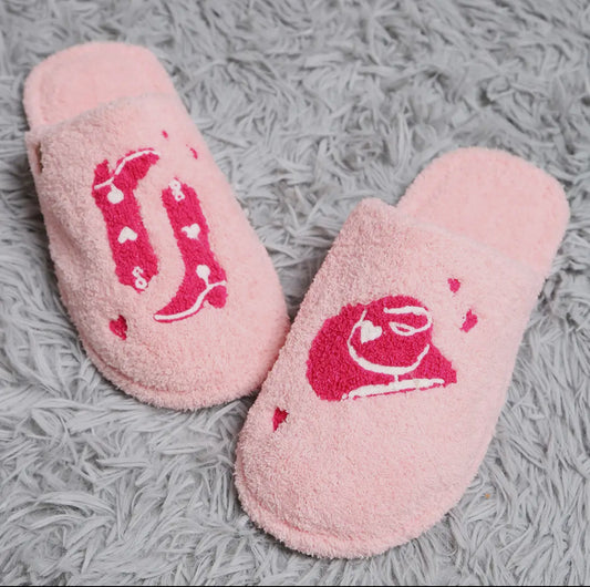 Pink Cowgirl Microfiber Slippers