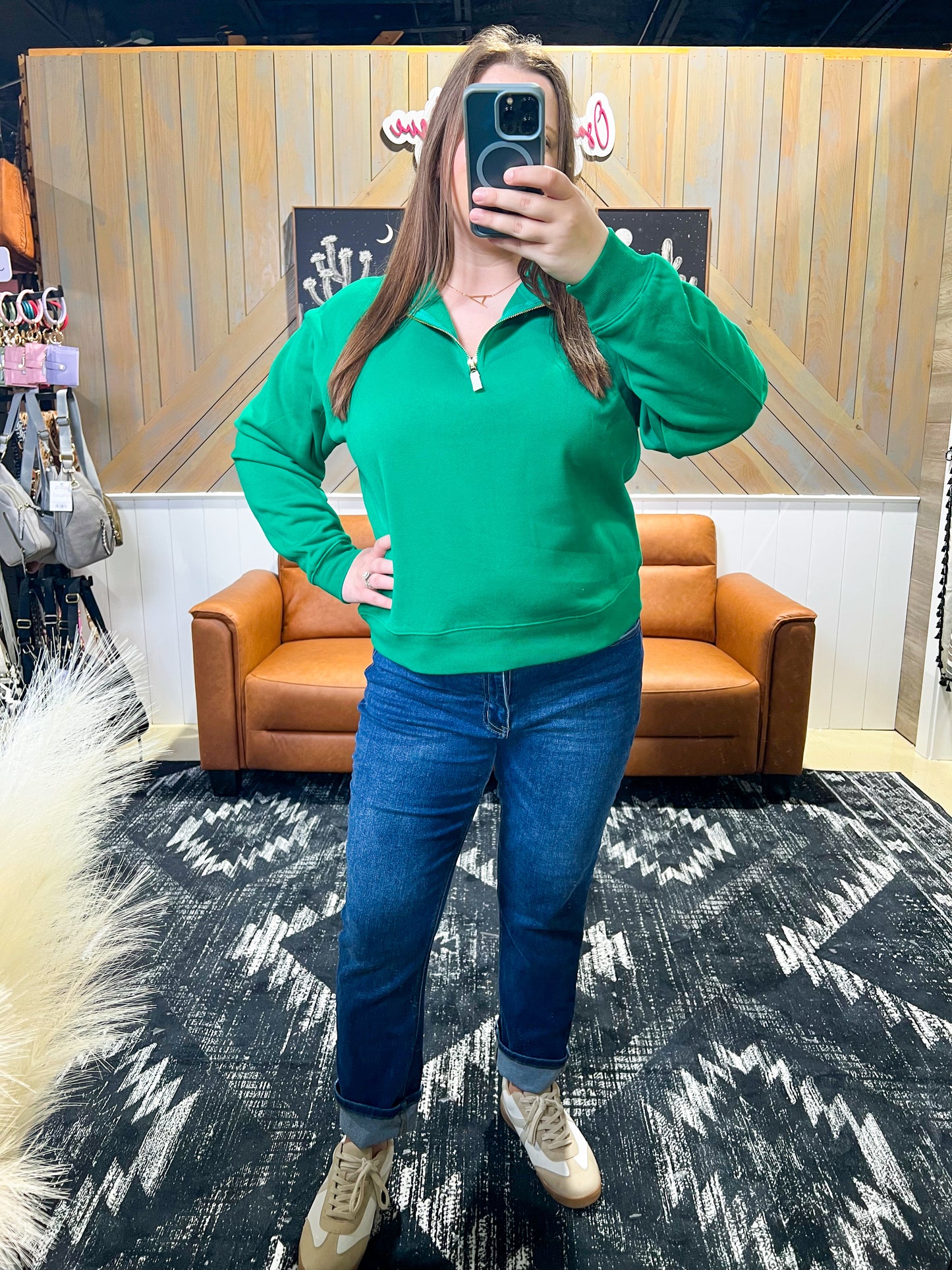Kelly Green Fleece 1/4 Zip Pullover
