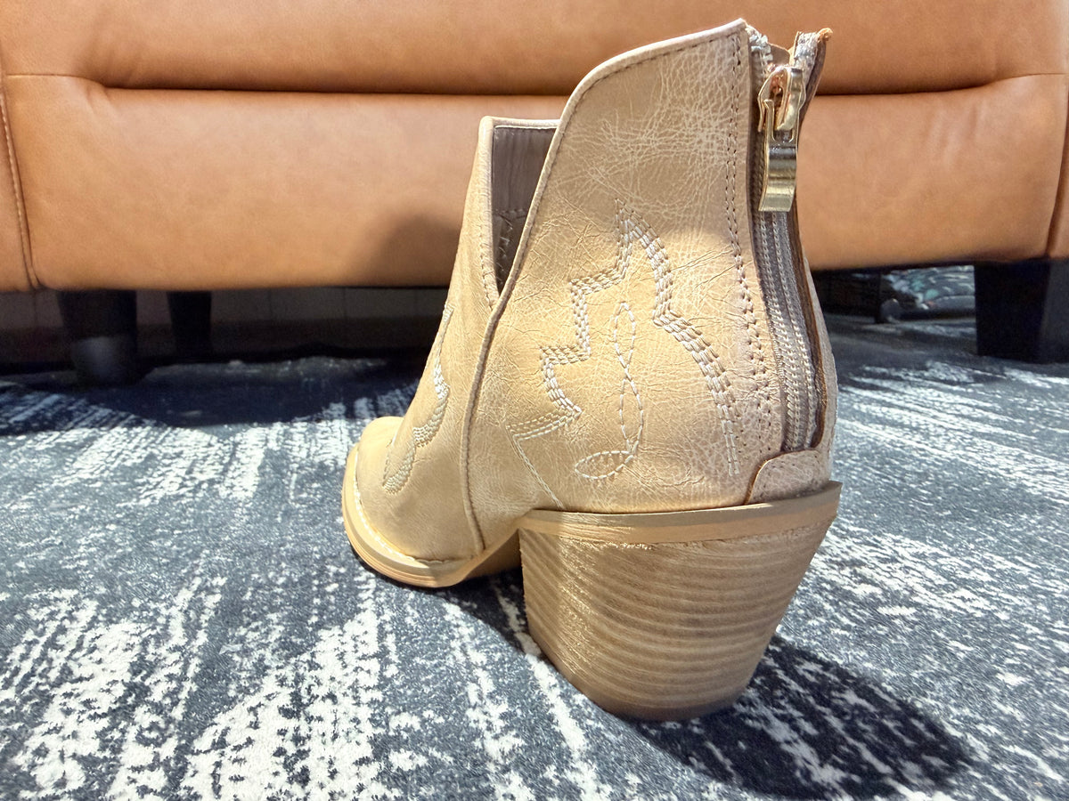Taupe Blaize Western Embroidered Booties