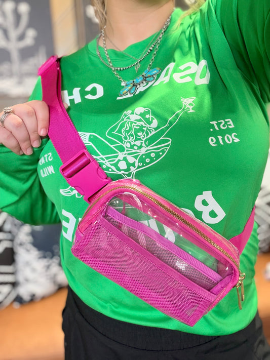 Pink Clear Sling Bag