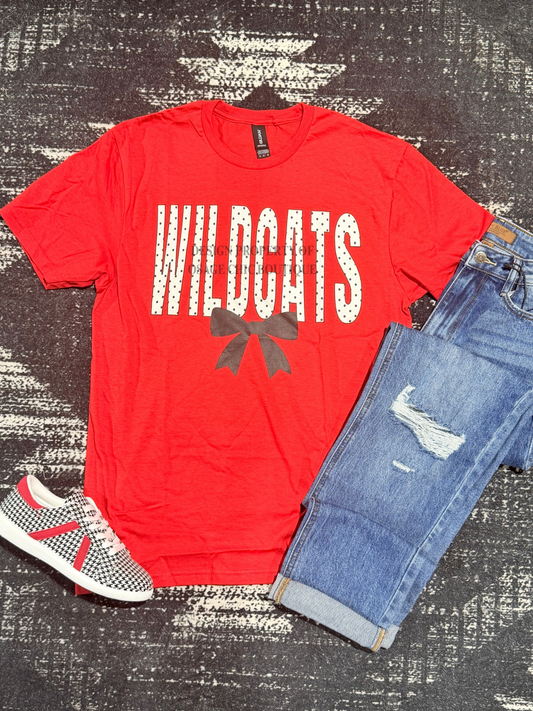 Red Wildcats Polka Dot Tee