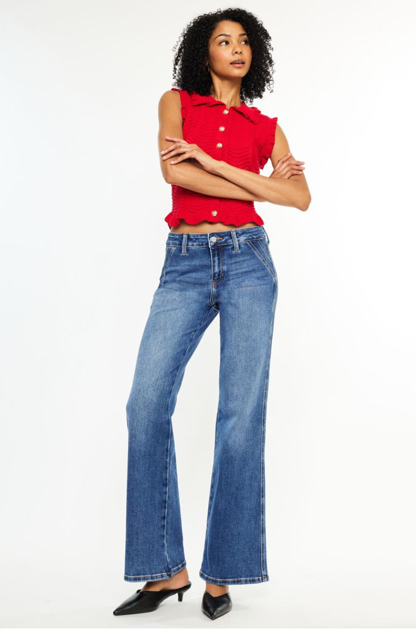 KanCan Rita Mid Rise Petite Wide Leg Jeans