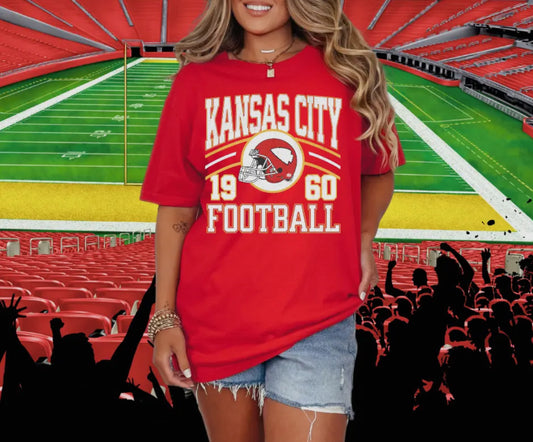 Red Retro KC Football Comfort Colors Tee