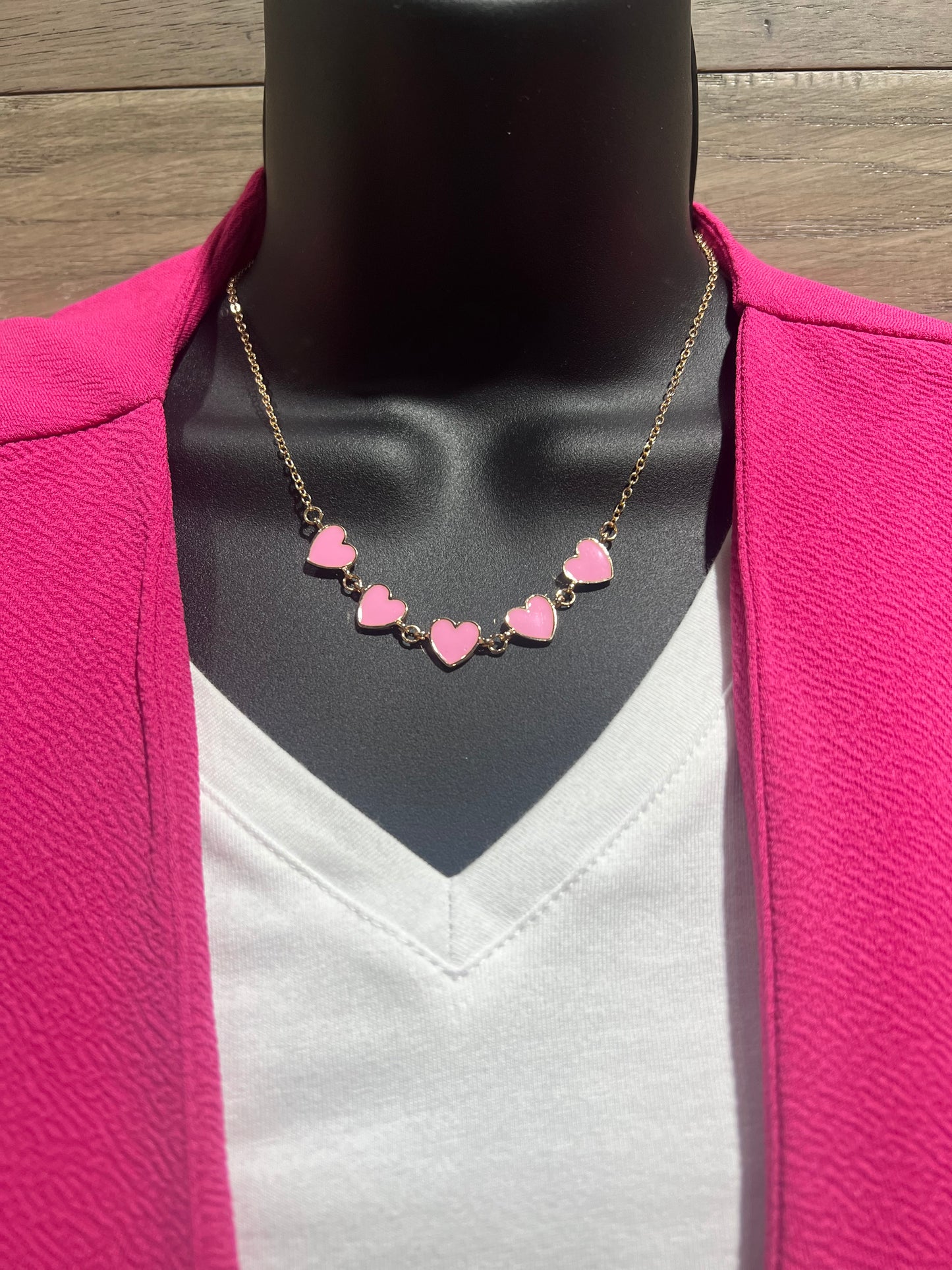 Pink Enamel Heart Necklace