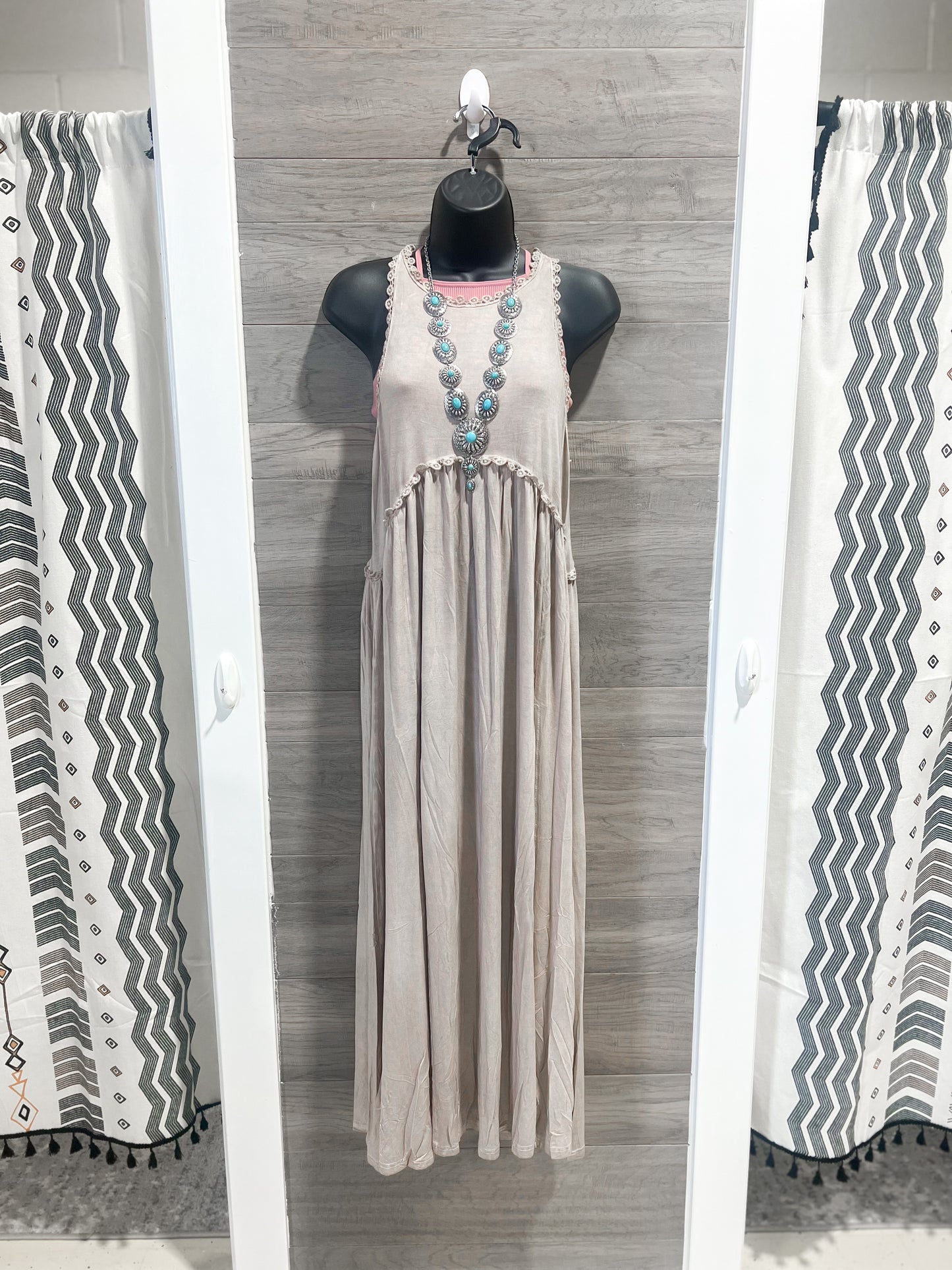 SMALL Romantic Taupe Side Slit Dress