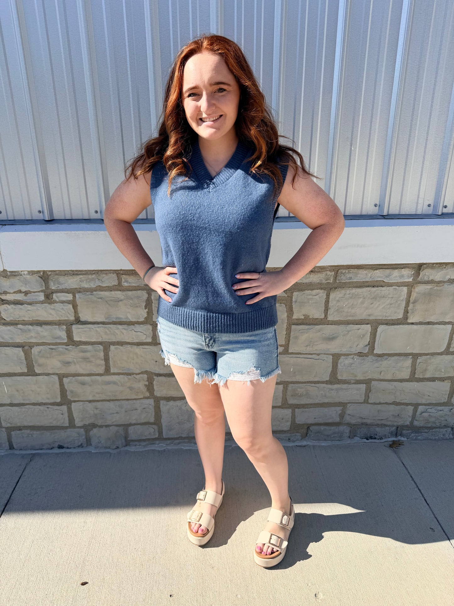 Dusty Blue Classic Sweater Vest