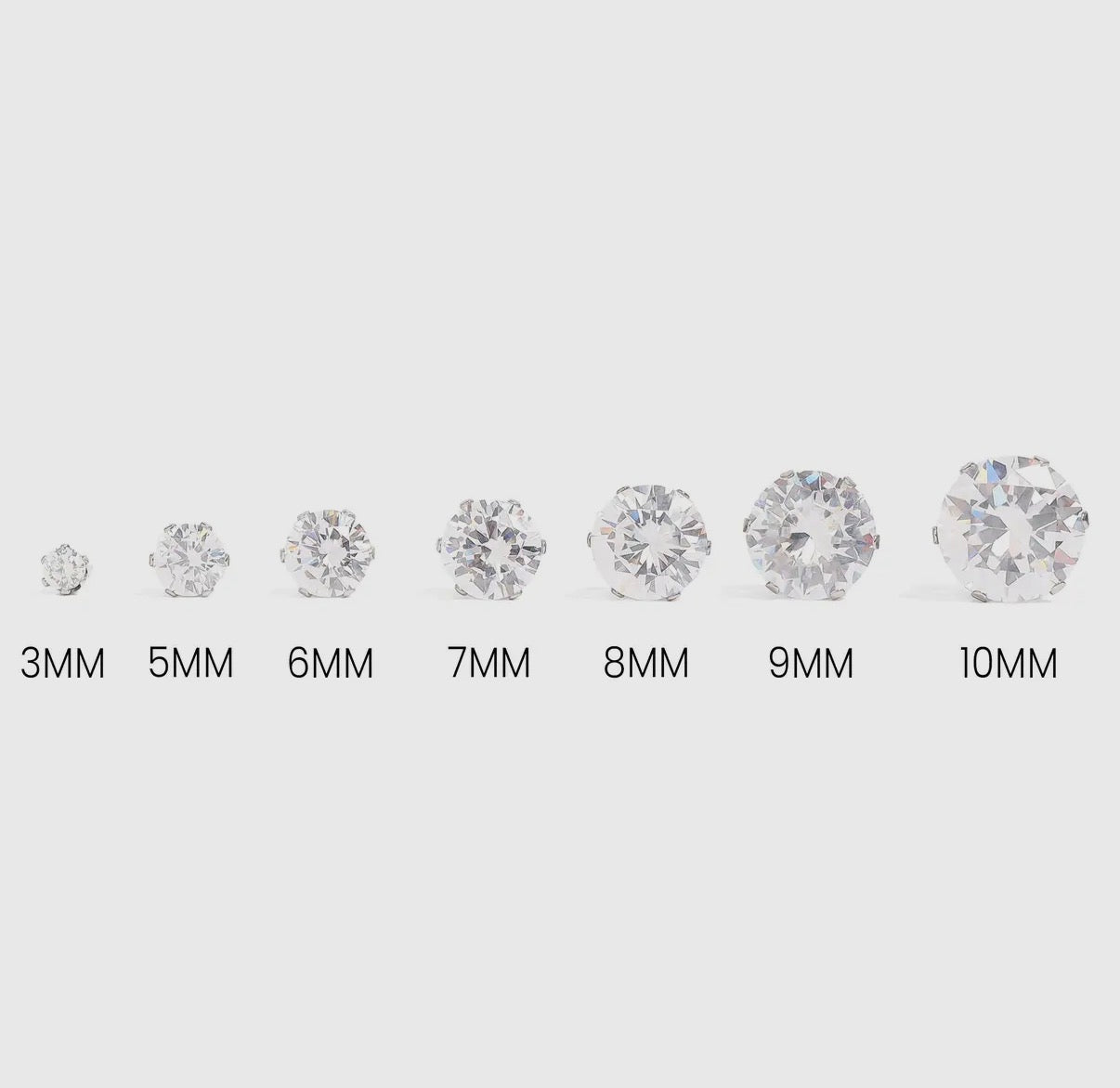 Stainless Steel Round CZ Stud Earrings Set