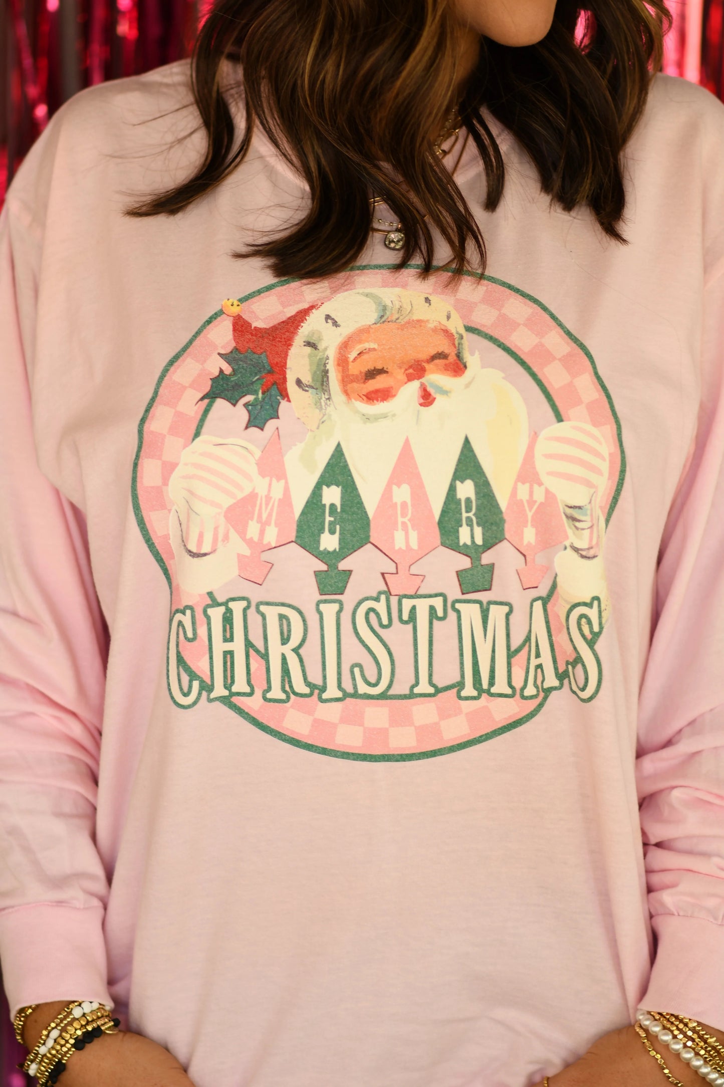 Retro Santa Comfort Colors Long Sleeve Tee