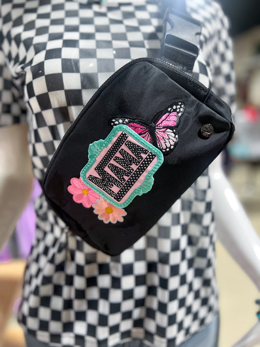 Turquoise + Checkered Mama Nylon Sling Bag