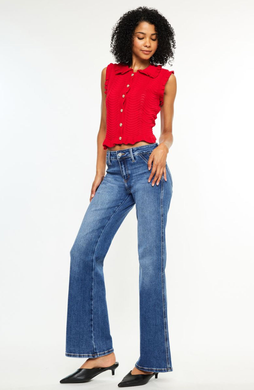 KanCan Rita Mid Rise Petite Wide Leg Jeans
