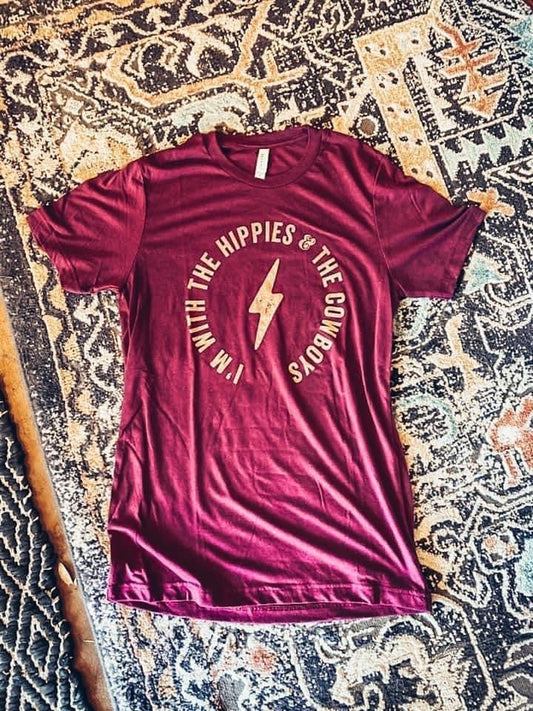 Hippies & Cowboys Maroon Tee