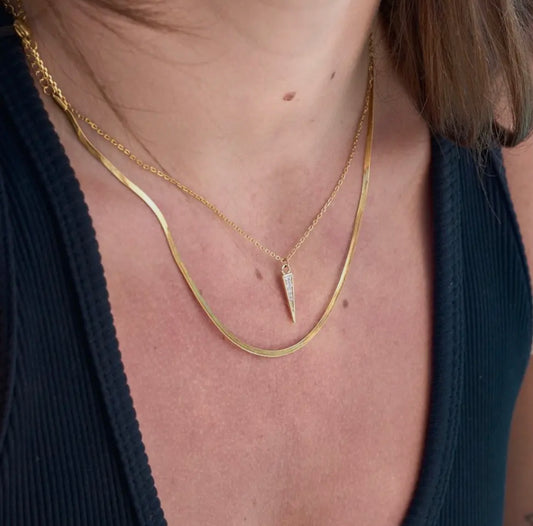 Gold Micro Herringbone Necklace