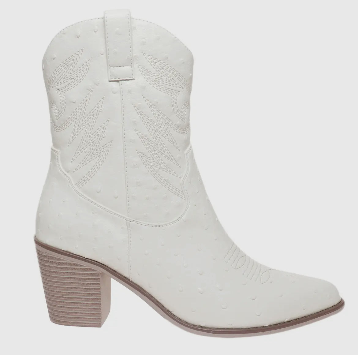 Megan Ivory Faux Ostrich Short Boots