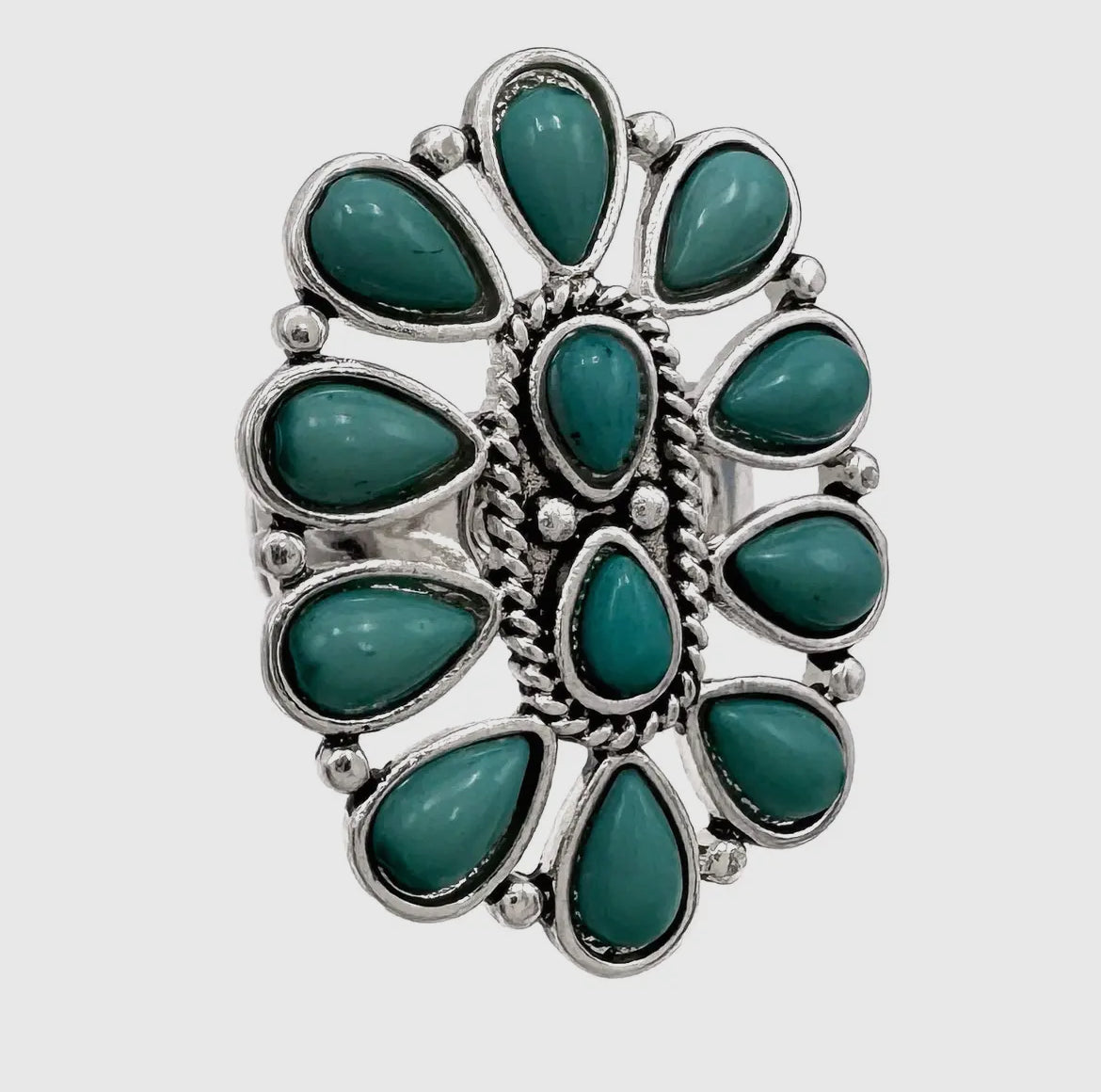 Large Turquoise Cabochon Western Stretch Ring