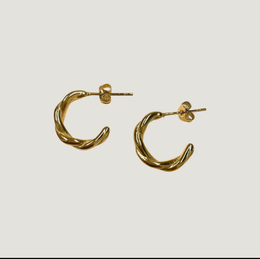Gold Capri Twist Hoop Earrings