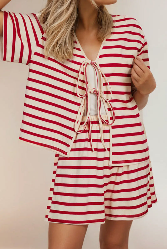 X-LARGE Red Stripe Bow Tie Set